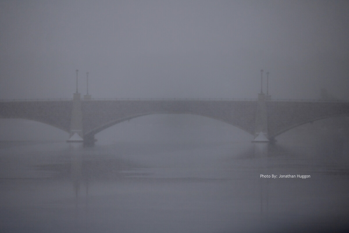 Berkley-Taunton Bridge with Fog. Photo by Jonathan Huggon.